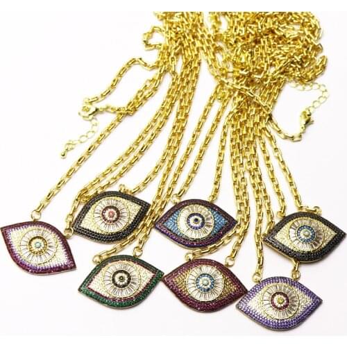 5 Pcs Gold necklace Eye shape pendant necklace Zircon Pendant necklace Gold jewelry Trendy necklace Gift fashion gift 7250