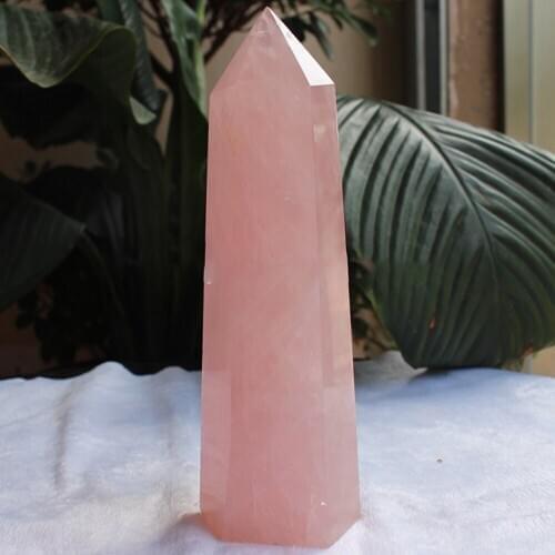 6" Natural Pink Rose Quartz Crystal Obelisk Wand Point Hexagonal Prism Point Home Decoration Crafts 2.3 lb