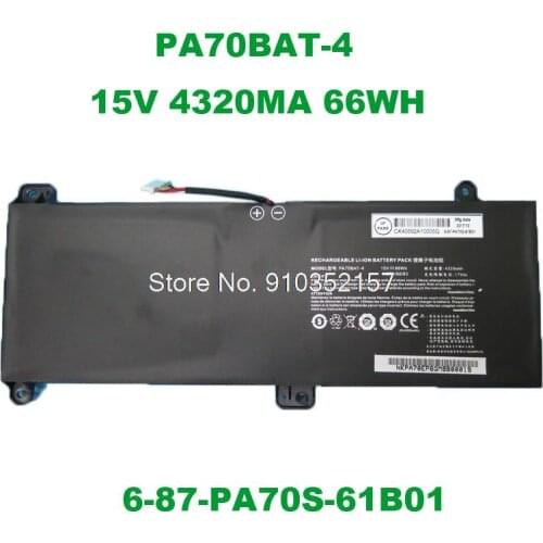 Laptop Battery For PA70BAT-4 PA70HP6-G 15V 4320MA 66WH New