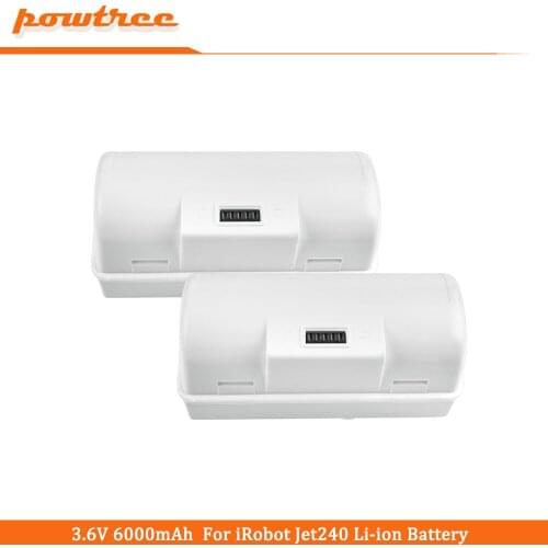 Powtree 3.6V 6000mAh Jet240 Jet 240 Battery for iRobot Braava Jet240 241 244 battery 4446040 floor Mopping Robots BC674 L20