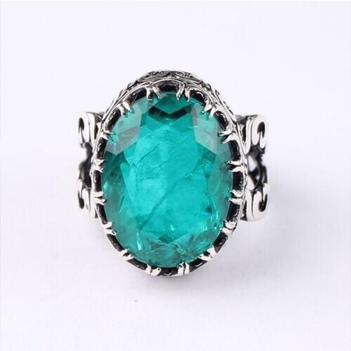 Huge Paraiba Dark Green Mans Silver Handmade Ring, Paraiba Tourmaline 925 Silver Ring
