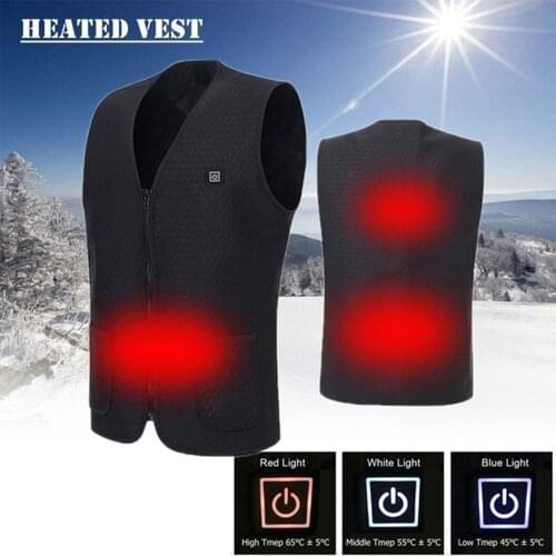 Carbon Fiber Black Electric Vest Heated Body Warmer Jacket Heated 2019 Hot Compress Physiotherapy Winter Heated Pad Thermal USB