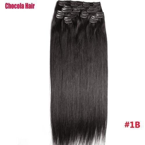 Chocola Full Head Brazilian Machine Made Remy Hair 12pcs Set 280g 16"-28" Natural Straight Clip In Human Hair Extensions