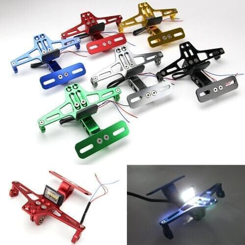 CNC Motorcycle Universal License Plate Holder LED Tail Light Fender Eliminator Moto Rear License Plate Mount Holder with LED