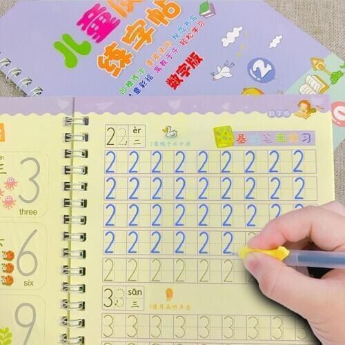 Reusable Children 3D Copybook For Calligraphy Numbers 0-10 Handwriting Books Learning Math Writing Practice Book For kids Toys