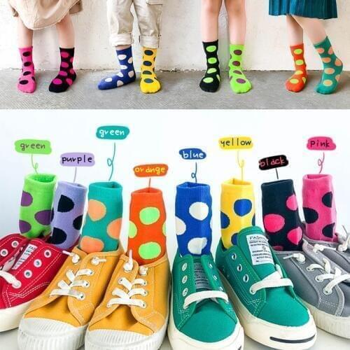 2019 kids winter cotton socks boys girls toddler warm short sock children fashion colourful lFluorescent Dot Color matching sock