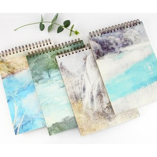 Natural Secenery A3 Hard Cardboard Cover Spiral Outdoor Sketching Journal With Blank Pages