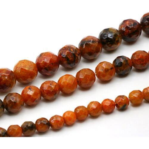 Orange Turkey stone faceted 6/8/10mm round loose beads dimension optional 15" DIY suitable for hand women jewelry