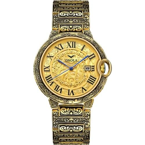 HENGBOLONG Mens Gold Watch