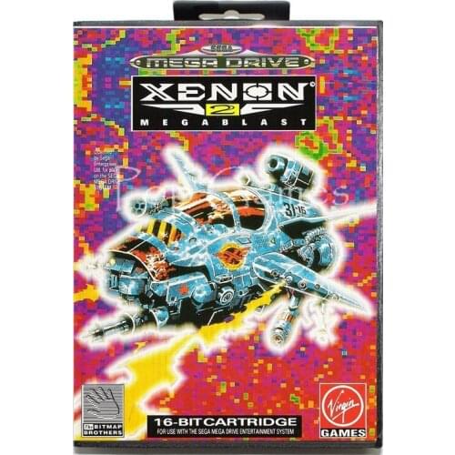 Xenon 2 Mega Blast with Box for 16 bit Sega MD Game Card for Mega Drive for Genesis Video Console