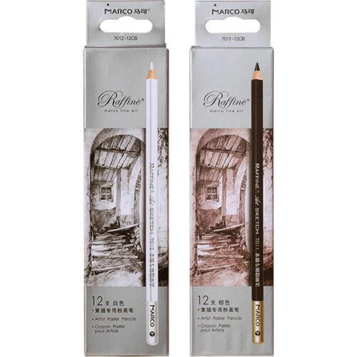 Marco Raffine 7011 Art Drawing Sketch Brush Pencils Caryon Pastel Pour as Prismacolor Premier Soft Core Colored Sienna Pencil