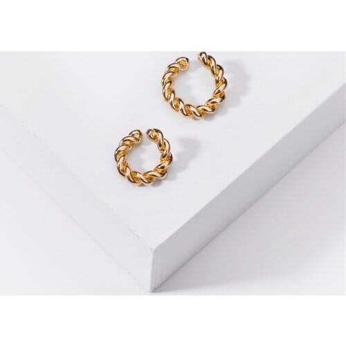 Minimalist C Shaped Twist Chain Ear Cuff Clip on Earrings for Women Gold & Silver Color Without Piercing Earcuffs Chain Jewelry