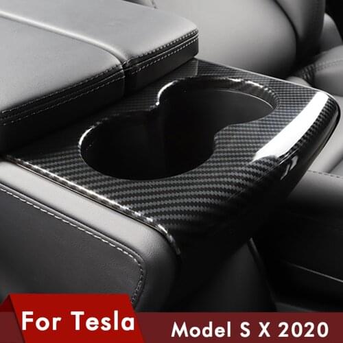 Model S X Inner Car Water Cup Holder Decoration Cover Trim Car Styling Accessories For Tesla Model S Model X ModelS 2020