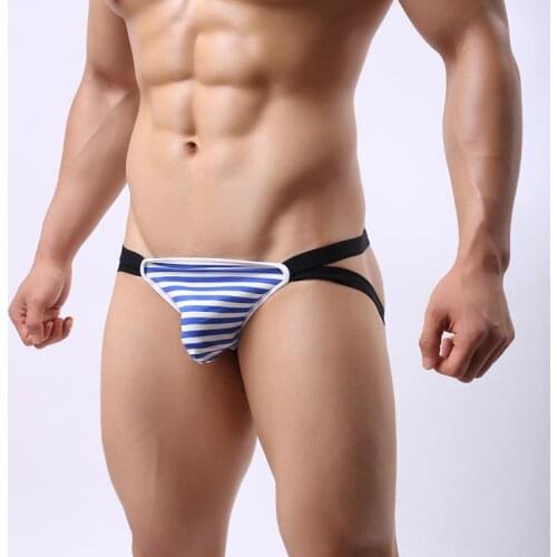 Male Underwear Mens Underpants Sexy Underwear Men Sexy Breathable Low Waist Jockstrap Thong Mens Striped Exotic Briefs