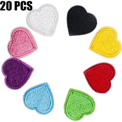 20pcs/lot mini heart patch Cartoon Cute Stickers for baby clothes Shoes hats bags Iron On Sew On fabric appliques DIY