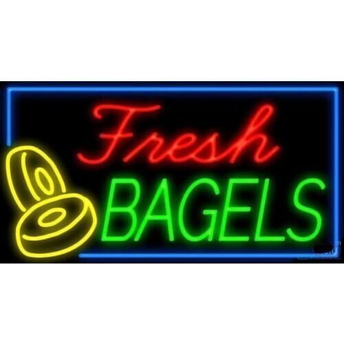Neon Sign For Fresh Bagels Real Glass Tube Lamp Beer Bar Food Home Lamp resterant light advertise custom LOGO Handmade art light
