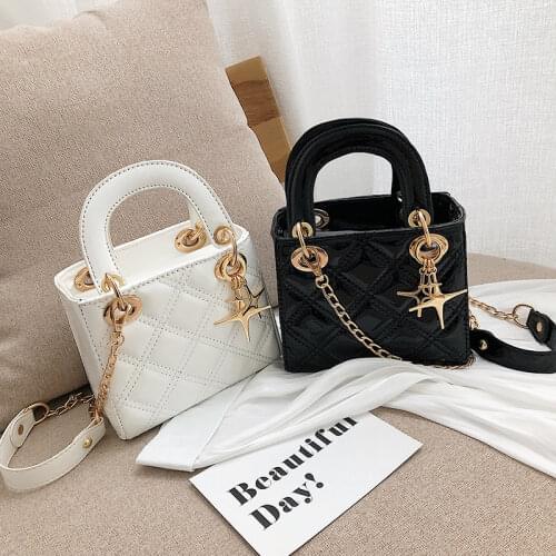 2021 new womens bag PU leather simple color shoulder bag chain Messenger bag wild fashion shoulder bag