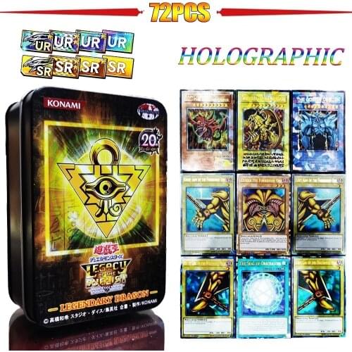New Yugioh Cards With Tin Box Yu Gi Oh Card 72 PCS Holographic English Version Golden Letter Duel Links Game Blue Eyes Exodia