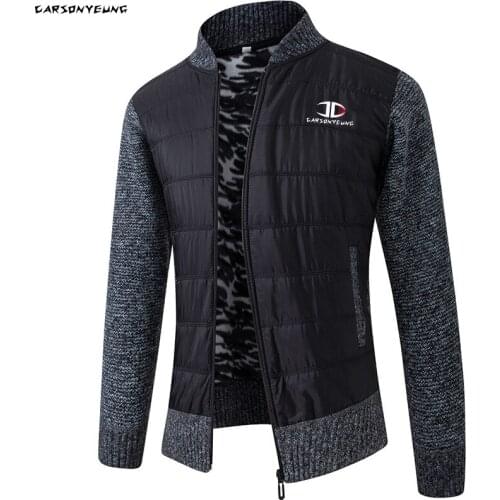 Autumn Winter Mens Sweater Coat Patchwork Fleece Sweater Jackets Men Casual Faux Fur Wool Cardigan Male Full Zip Knitted Coat