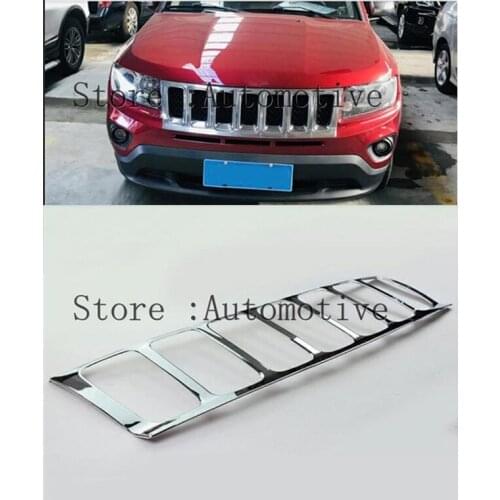 For Jeep Compass 2011 2012 2013 2014 2015 2016 Front Grille Bumpers Protectors Cover Trim Car Front Bar Grille Cover styling