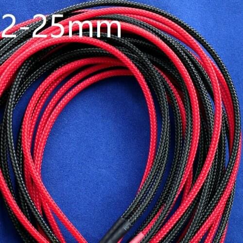 Red PET Braided Wire Sleeve 3 4 6 8 10 16 20 25mm Tight High Density Insulated Cable Protection Expandable Sheath Single Color