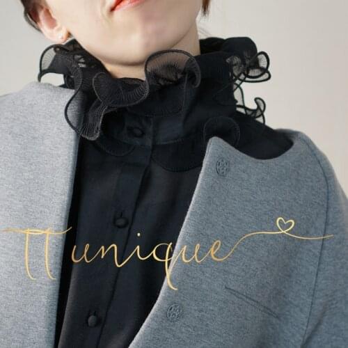 Fake Collar Ruffles Classic Women Cotton Lace Women High Quality Neckstand Fake Collar Tie Women Solid Color Detachable False Co