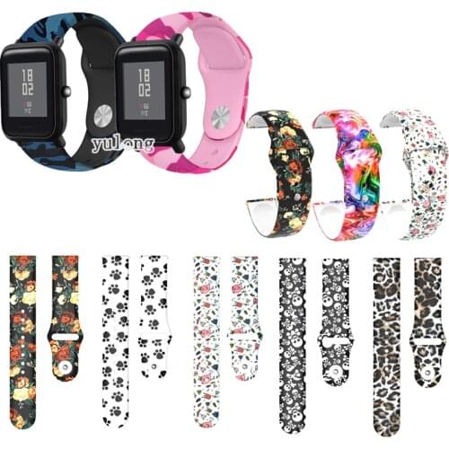 20mm Camo Soft Silicone Watch Band Strap for Huami Amazfit Bip Lite S U 1S Smart Watch strap for GTS 2 2E GTS2 Mini GTR 42mm