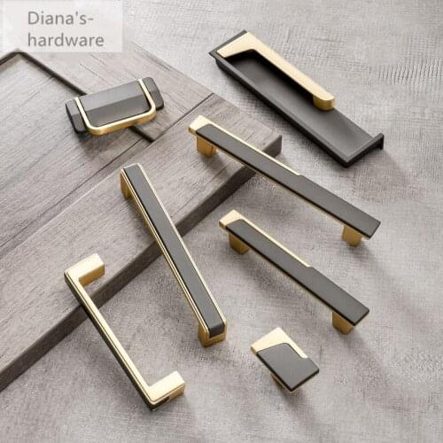 Modern Gold Gray Kitchen Hidden Handle Zinc Alloy Cabinet Knobs and Handles Fashion Drawer Knobs Pulls Furniture Hardware