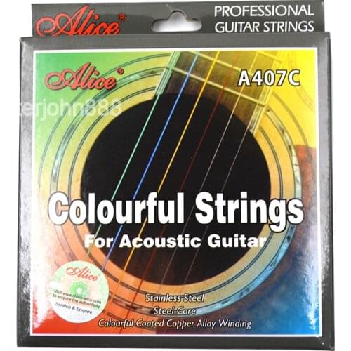 Alice A407C Colourful Coated Copper Alloy Wound Acoustic Guitar Strings 1st-6th Strings Free Shippng