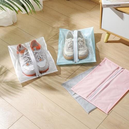 1 Piece 4 Color Waterproof Transparent Shoes Bag Peva Tote Portable Shoes Storage Pouch Practical Zipper Bag Travel Supplies