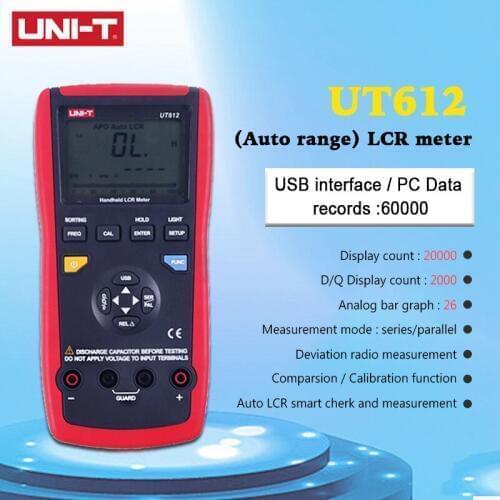 UNI-T UT612 100KHz LCR Meter Frequency/Resistance/Inductance/Capacitor Test Table Data Storage/Analog Bar Graph/Relative Mode