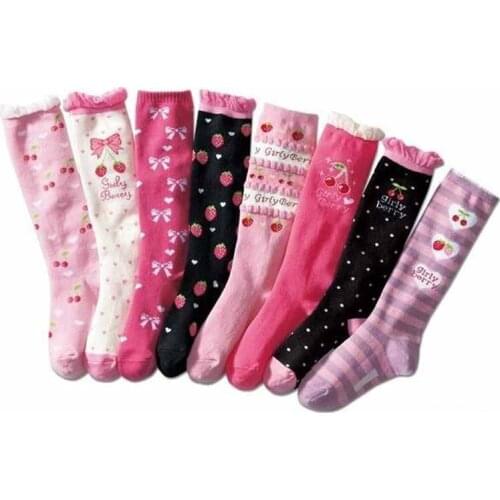Spring Autumn Kids Girl Flowers Princess Stocking High Warm Children Stockings