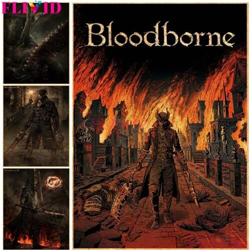 Vintage Hunter Gothic Game Posters And Prints Wall Art Bloodborne Retro Canvas Painting Wall Pictures For Living Room Unframed