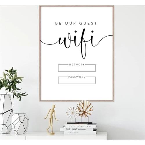 WiFi Password Sign Art Prints Custom WiFi Network Sign Poster Hotel Cafe Restaurant WiFi Wall Art Decoration Canvas Painting