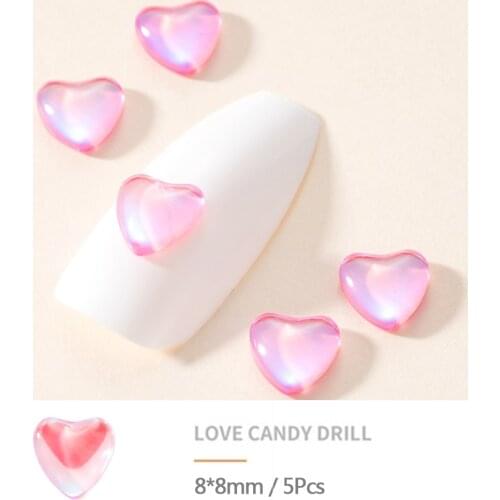 10Pcs 3D Nail Art Gems Lovely Peach Hearts Rhinstones Candy Color Jewelry Acrylic For Nail Tips Decorations Manicure Accessories