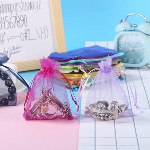 10pcs Organza Pouches Bags Wedding Party Gift Candy Drawstring Bag for Jewelry Earring Display Packaging Bags Christmas Supplies