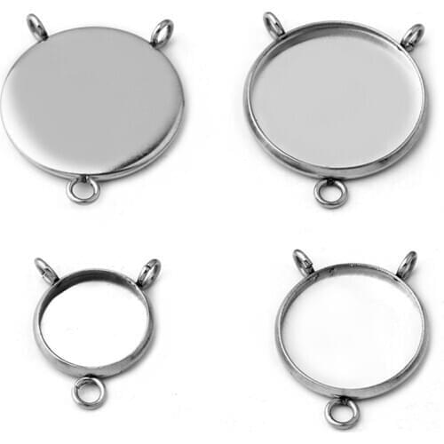 10pcs Stainless Steel Jewelry Cabochon Base Setting 8MM-25MM Pendant Tray Charm Making