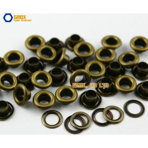 1000 Set 8*4*4mm (Outer diameter * Inner diameter * Height) Antique Brass Round Eyelet Grommet