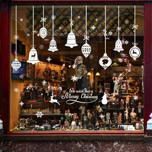 2021 Christmas Bells Shop Window Glass Doors and Windows Stickers Christmas Decorations Wall Stickers Waterproof Posters PVC
