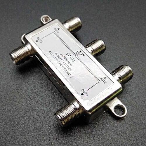 4 Way 4 Channel Satellite/Antenna/Cable TV Splitter Distributor 5-2400MHz F Type SP-04 Booster Splitter Home Tv Equipments