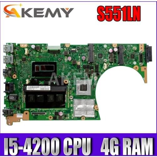 Akemy For ASUS S551LN Laotop Mainboard S551 S551L S551LB S551LN R553L Motherboard with GT840/V2G I5-4200 CPU 4G RAM
