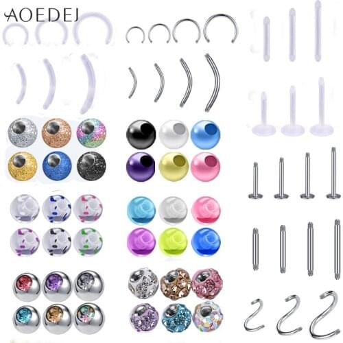 AOEDEJ DIY Accessories Piercing Stainless Steel Septum Nose Ring Replacement Balls Lip Labret Eyebrow Bar Piercing Helix Earring