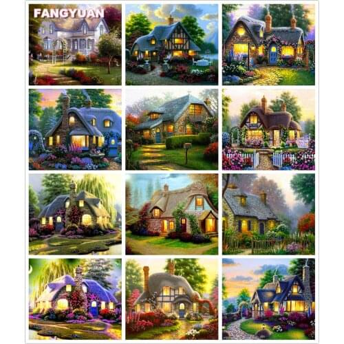 Full Square Round 5D Diy Diamond Painting Garden Scenery Diamond Embroidery House Cross Stitch Kits Mosaic Craft Home Decoration