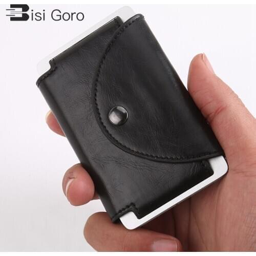 BISI GORO New Mens Boys' Classic Card Case Alloy Card Holder Credit Purse Rfid Shielding ID Business Bag Selling Fashion Wallet