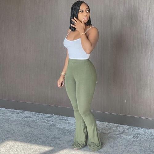 Elegant Flare Pants Women Trousers Pants Casual Fashion High Waist Slim Trousers 2021 Korean Style Solid Bottom New