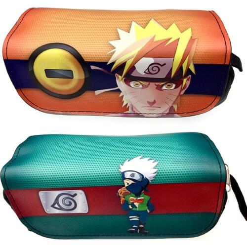 NARUTO Pencil Case Cartoon Cartoon Pen Holder Double Zipper Pencil Case Stationery Bag Men and Women Universal School Season