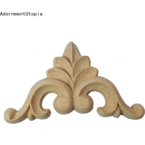 Wood Carved Corner Onlay Applique Frame for Home Furniture Wall Cabinet Door Decor Wooden Figurines Decorativas 4/6/8/10CM