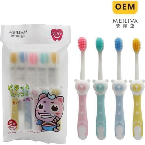 Cartoon Baby Toothbrush Children Bamboo Charcoal Soft Bristle Set Silica Gel Cute Cleaning Teeth Baby Toothbrush Customizable