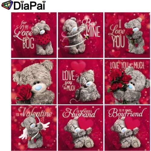 DIAPAI 5D DIY Diamond Painting Full Square/Round Drill "Cartoon bear heart" 3D Embroidery Cross Stitch 5D Decor Gift