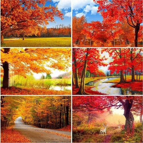 EverShine 5d Diamond Painting Full Square Autuam Cross Stitch Diamond Painting Landscape Rhinestones Art Tree Decor For Home